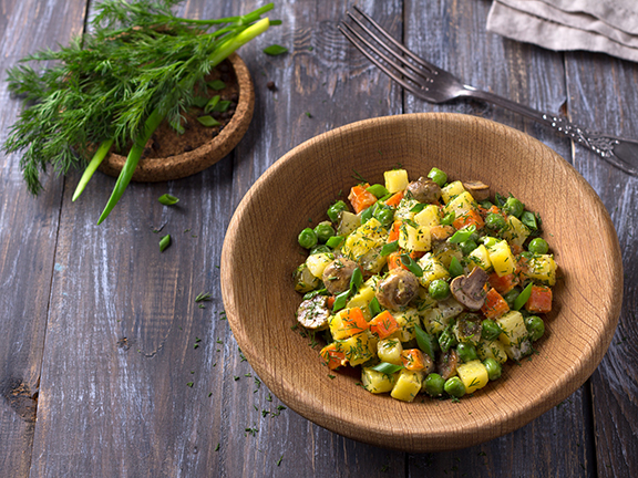 Постный салат оливье с грибами