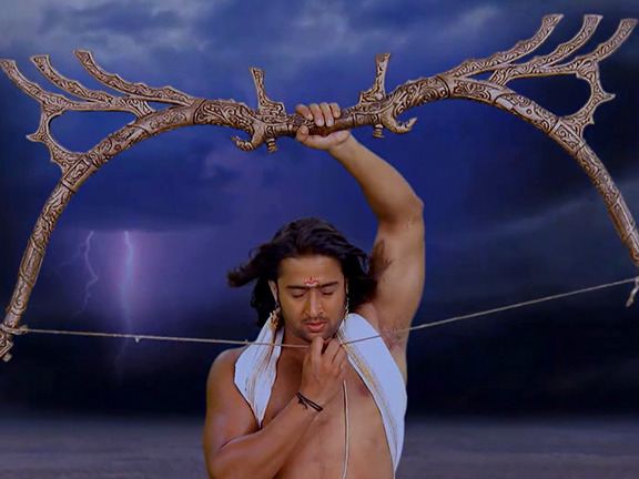 арджуна держит лук гандиву