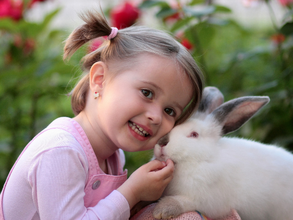 девочка и кролик