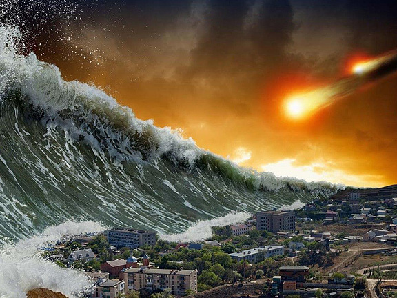 рисунок огромного цунами