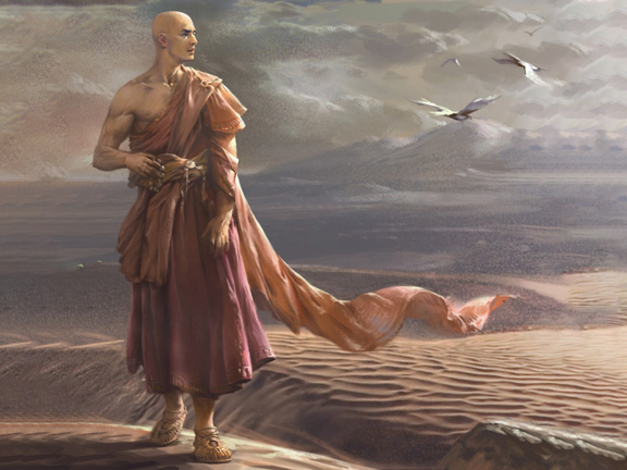 буддийскиий монах в пустыне фото