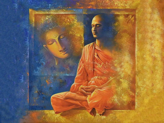 монах и лицо будды
