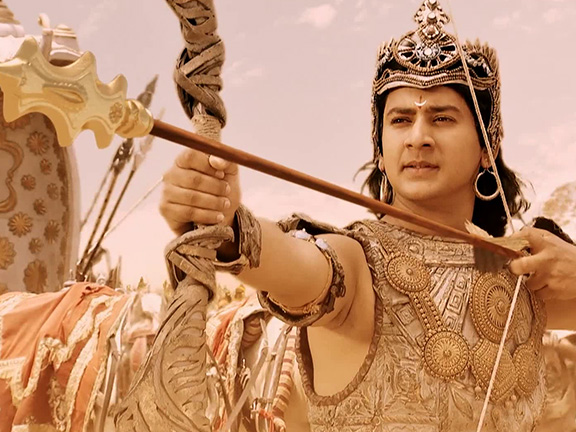 абхиманью натягивает лук