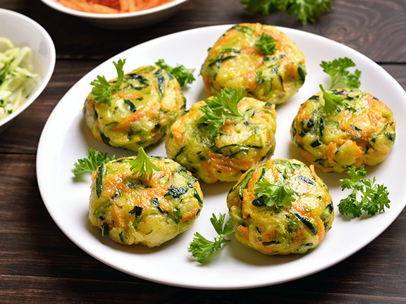 Оладьи из цуккини с соусом