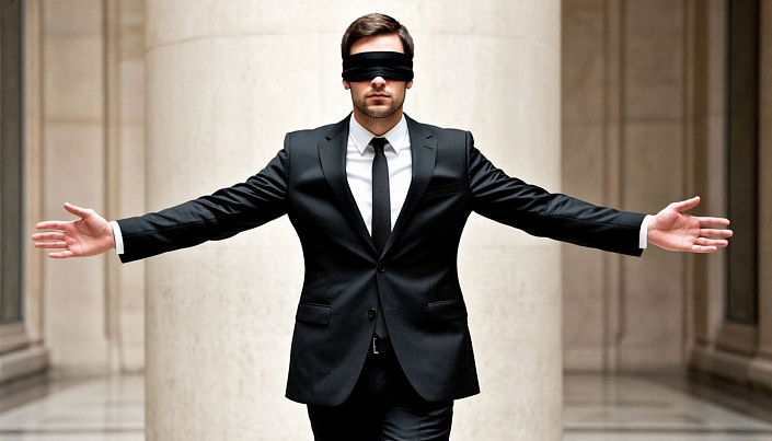 Мужчина с завязанными глазами