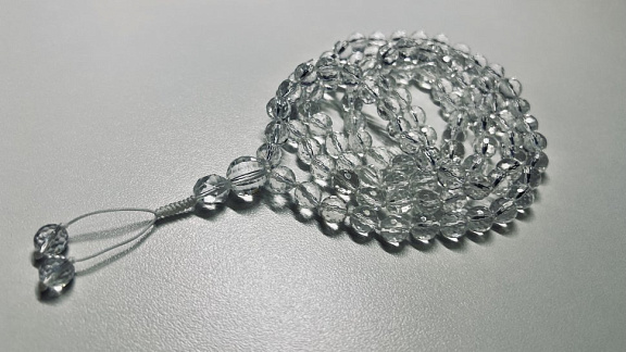 Чётки из горного хрусталя с огранкой «Мудрость Сарасвати»