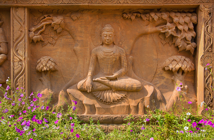 Будда, цветы