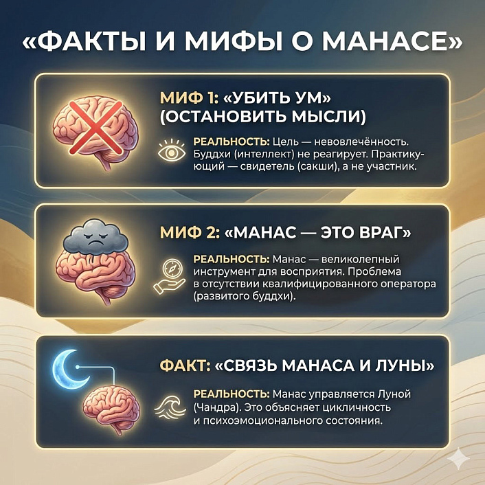 Инфографика: факты и мифы о манасе в йоге