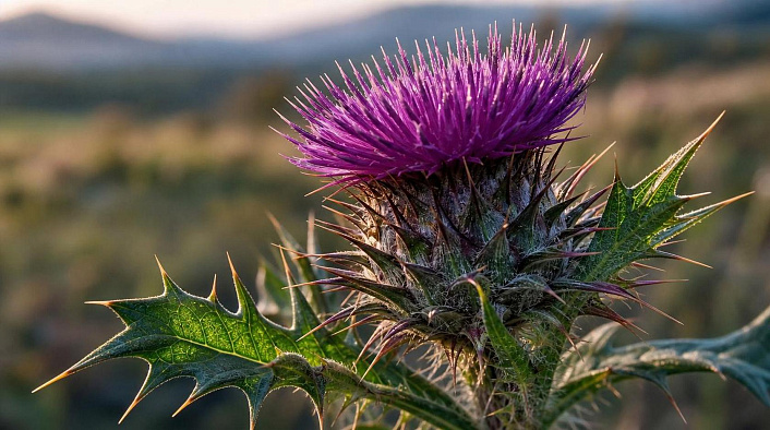 цветок Silybum marianum фото