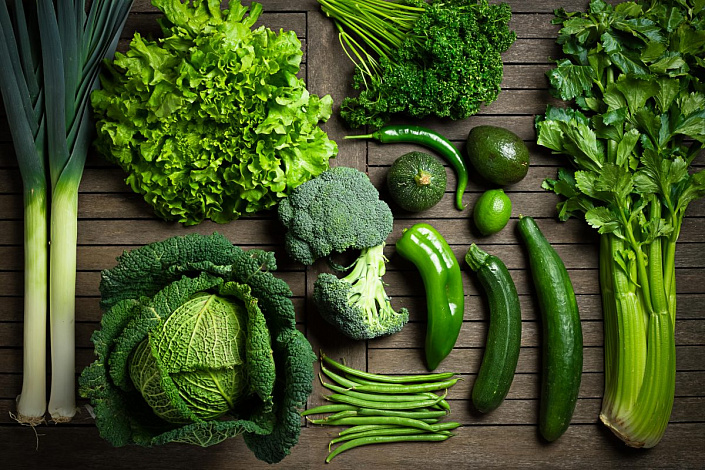 Овощи и фрукты зелёного цвета