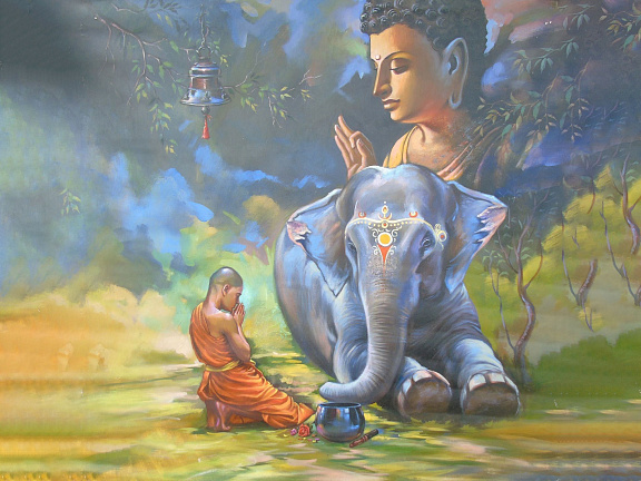 будда слон и монах