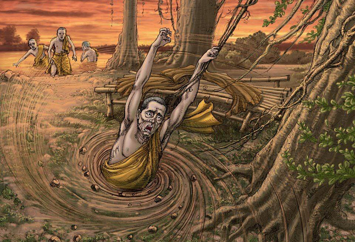 смерть девадатты, девадатта проваливается в ад