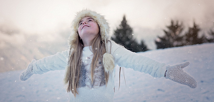 зима, девушка