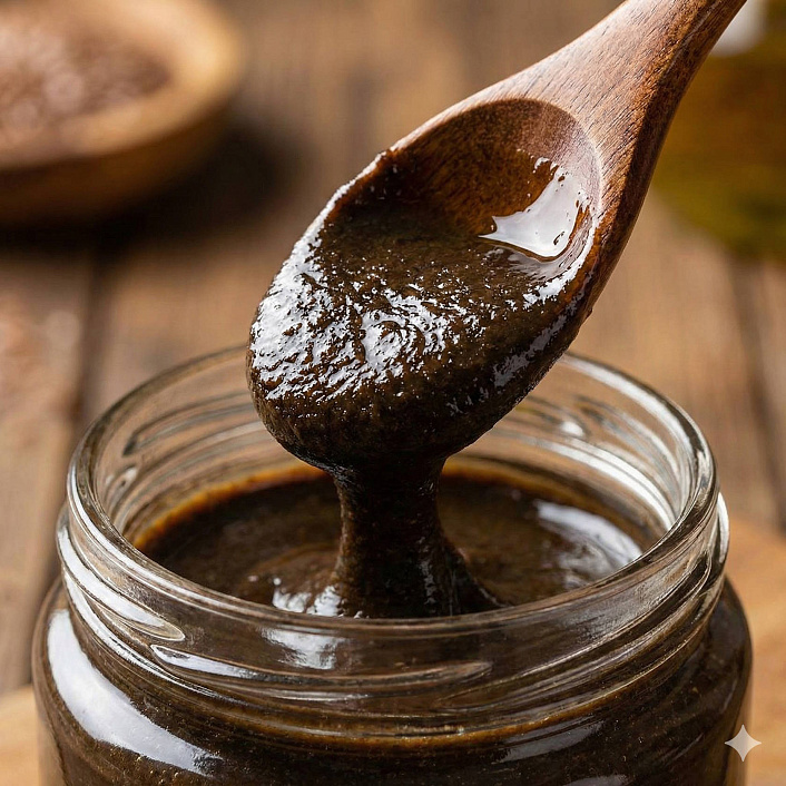 Урбеч из семян льна в банке густая консистенция