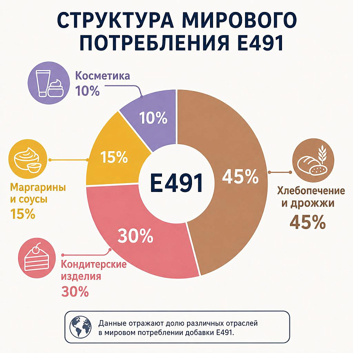 Структура мирового потребления Е491