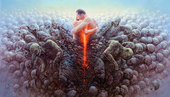 мужчина и женщина обнимаются в аду