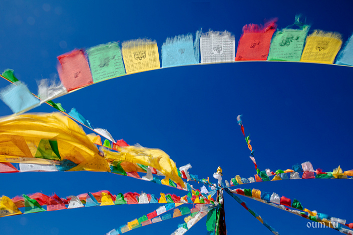 тибет, флажки, небо