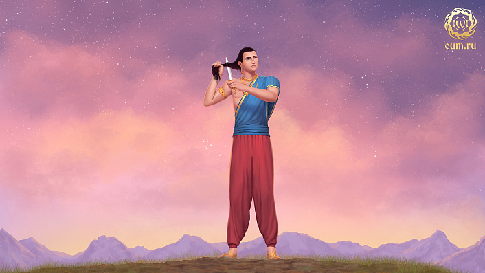 Сиддхартха отрезает себе волосы