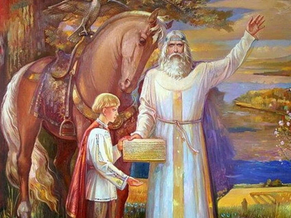 картина славянина с писаниями