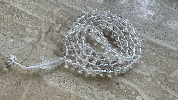 Чётки из горного хрусталя природного с Гуру ДЗИ «Лотосовый Бутон»