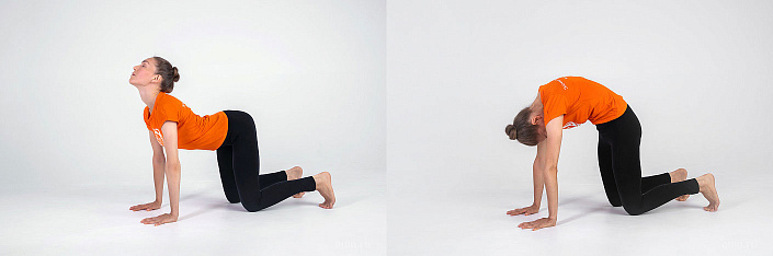 йогиня в марджариасане