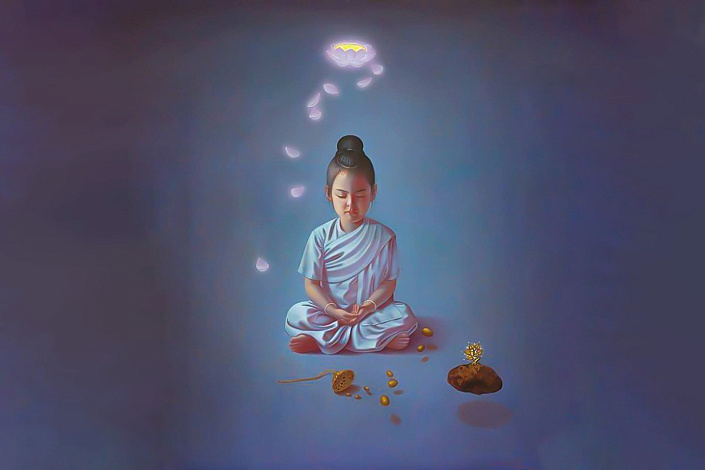 девочка медитирует арт фото