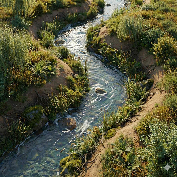 Река в берегах, текущая в заданном направлении. метафора абхьясы и контроля ума