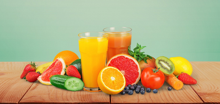 фруктовые соки и фрукты