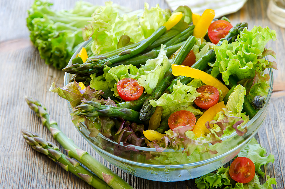 спаржа, овощи, салат, зелень