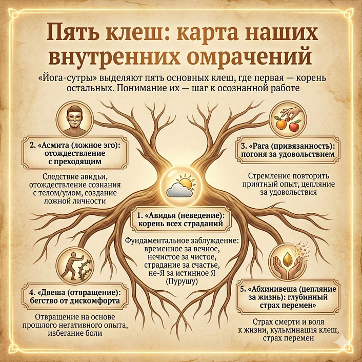 Схема пяти клеш: карта внутренних омрачений ума по Йога-сутрам