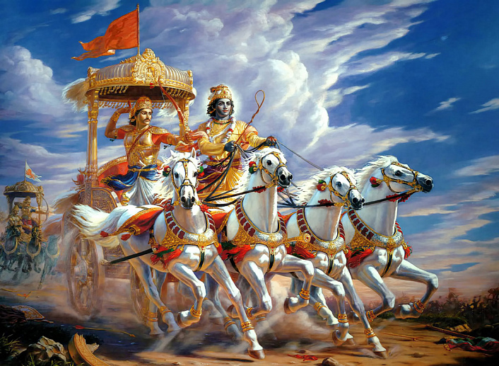 кришна и арджуна на колеснице