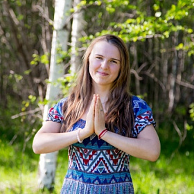 намасте, природа, йогиня