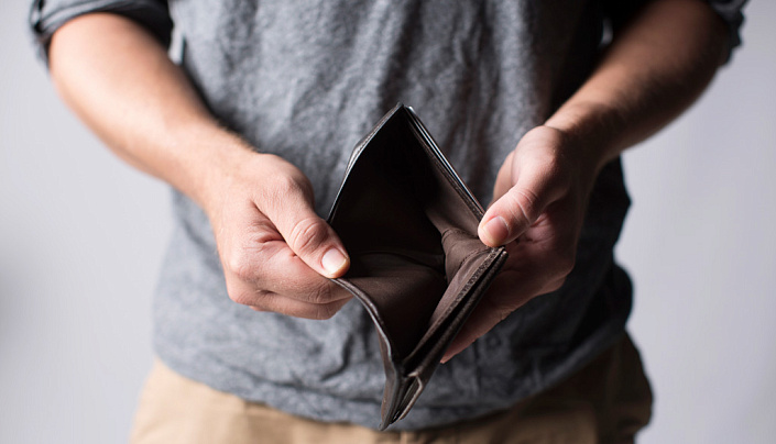 пустой кошелек, нет денег