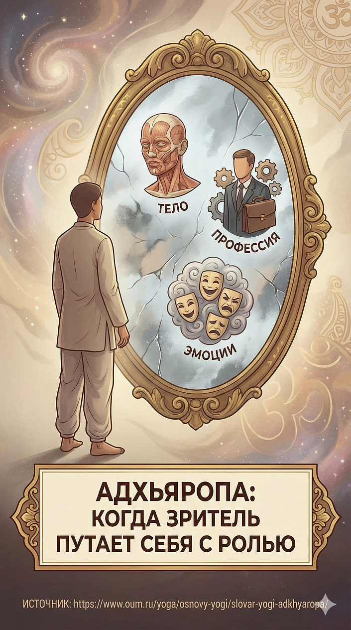 Иллюстрация понятия Адхьяропа: отождествление наблюдателя с телом и ролью