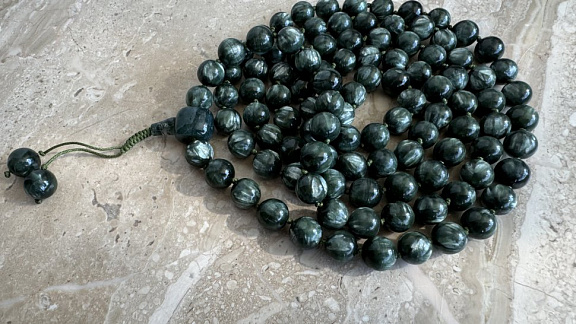 Чётки из природного серафинита «Защита зеленой Тары»