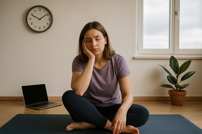 девушка спит во время йоги