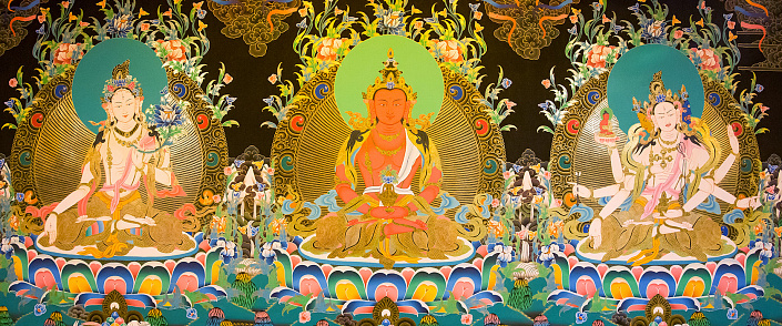 три божества долгой жизни, белая тара, амитаюс, будда амитабха, ушнишавиджая
