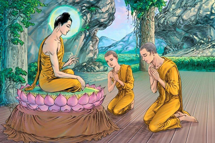 будда с двумя учениками фото