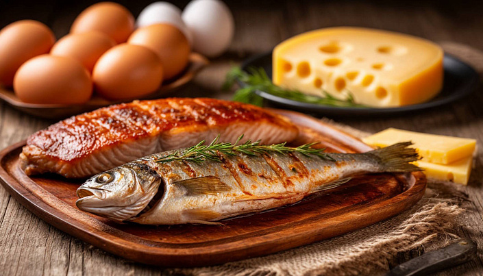 Рыба, мясо, яйца, сыр