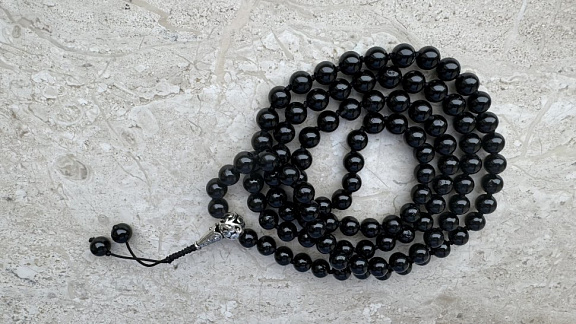 Чётки из турмалина полудрагоценного черного «Дхарма»