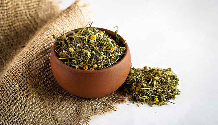 сухая пижма в горшочке